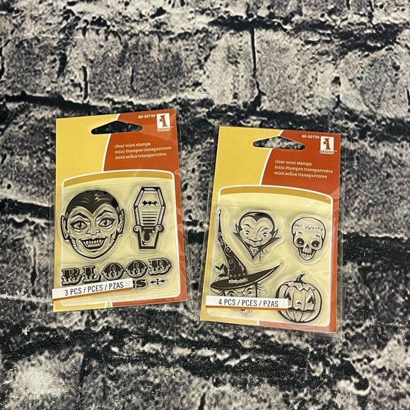 EK Success INKADINKADO Clear Stamps HALLOWEEN Bat Vampire Cling Stamps - Picture 1 of 6